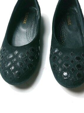 Classique 8.5 Black Suede Low Kitten Heels Slip On Shoes